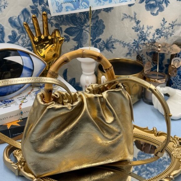 🆕 OROTON 🧿 NWOT Gretel Mini Top Handle, Metallic Gold - Picture 11 of 15